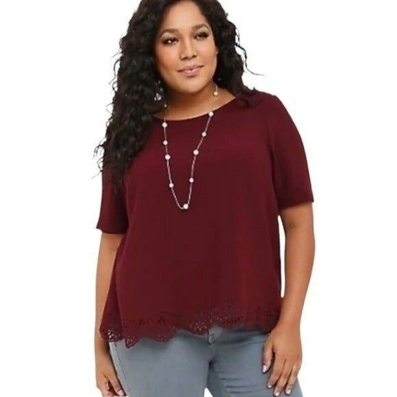 Torrid Crepe Laser Cut Top - Picture 1 of 3
